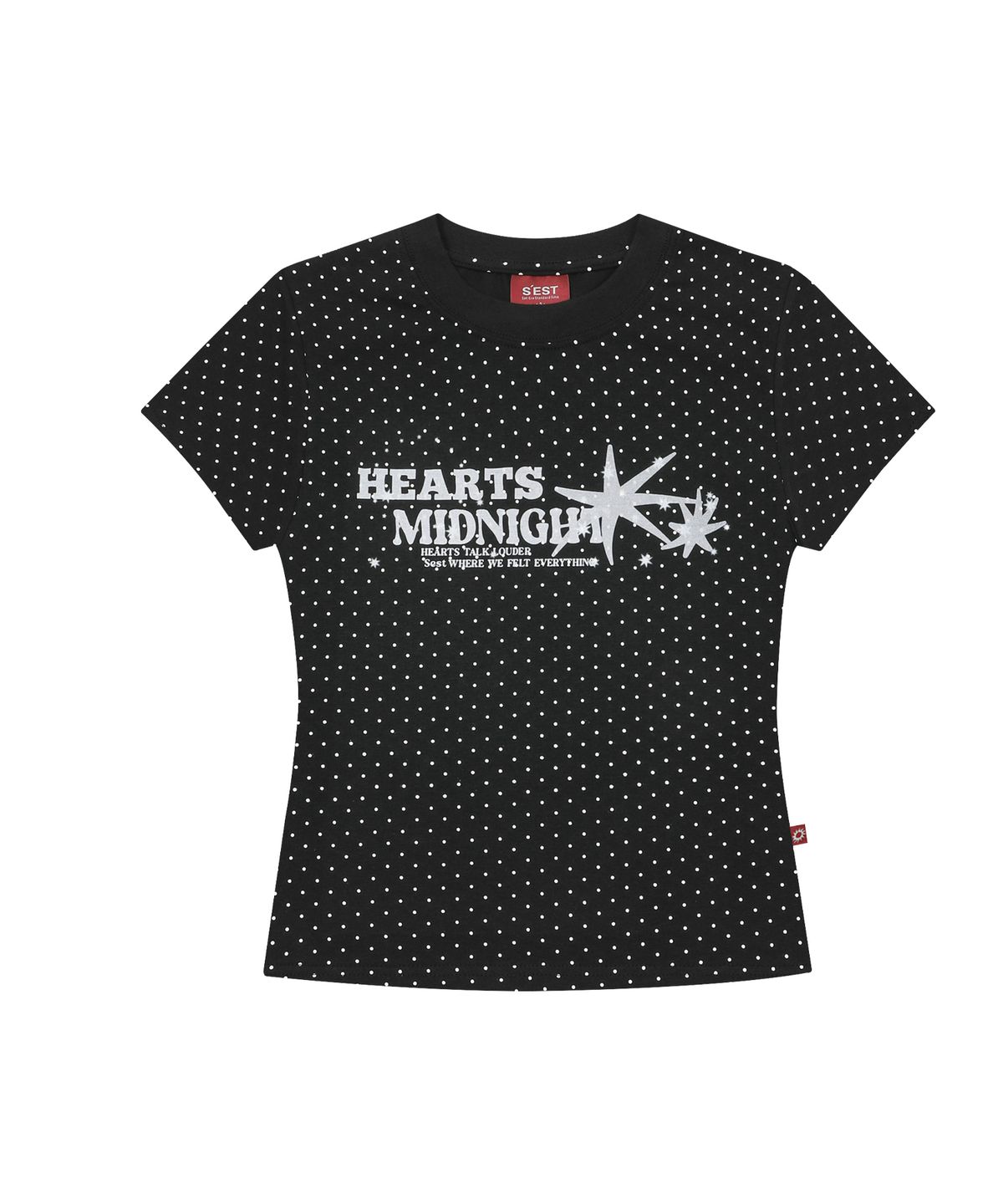 에스이에스티(S'EST) Hearts Slim Fit T-shirts Black