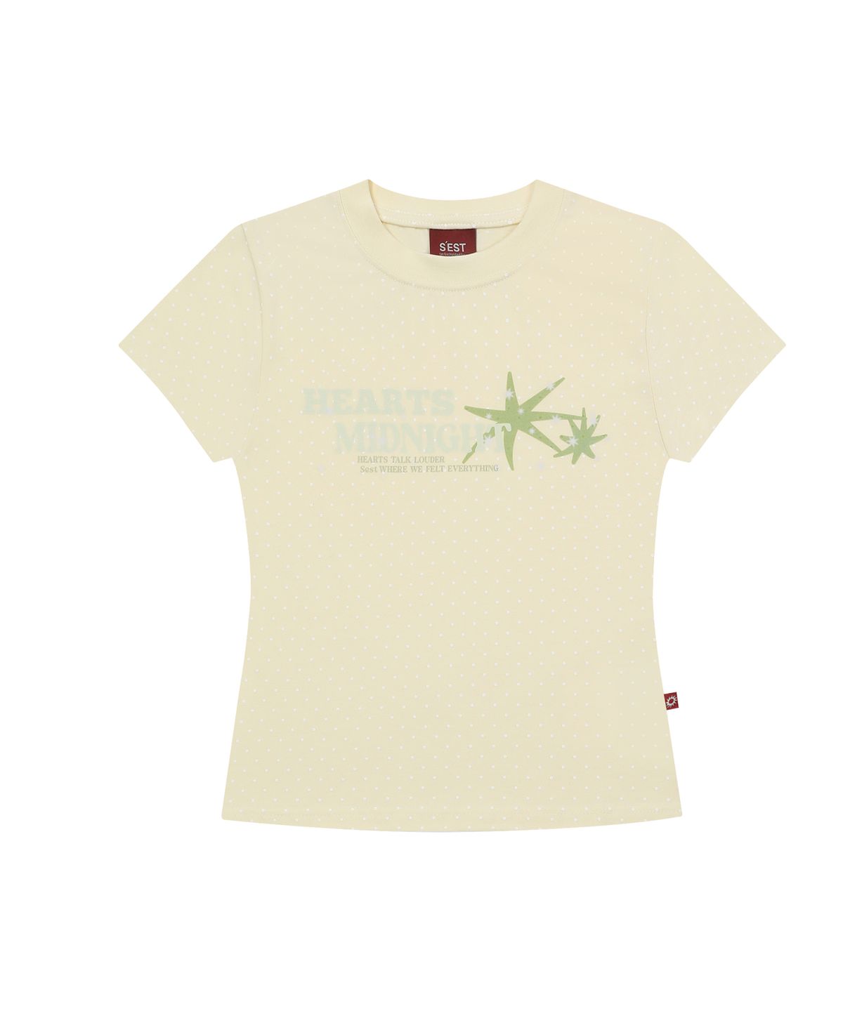 에스이에스티(S'EST) Hearts Slim Fit T-shirts Lime