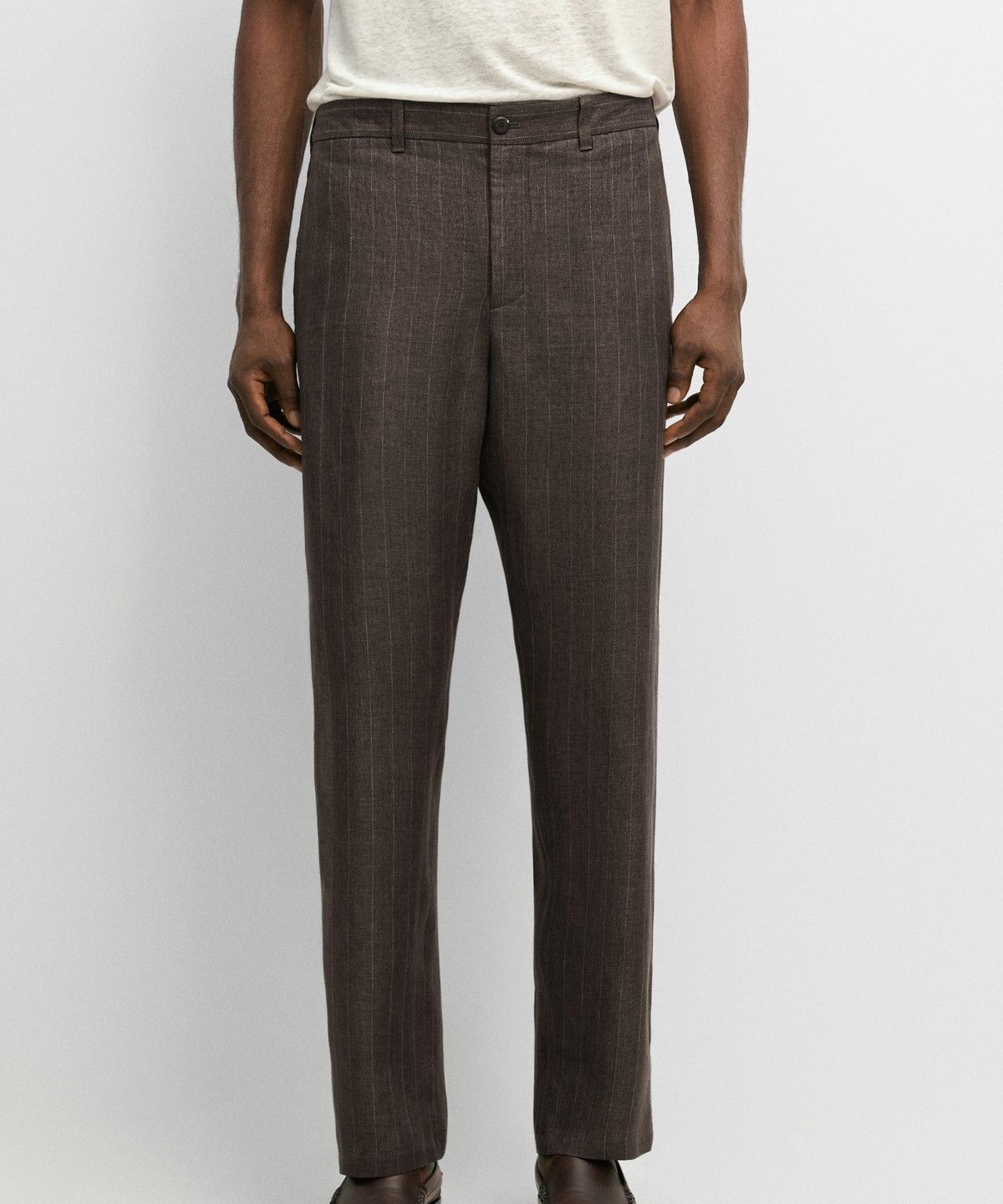 마시모두띠(MASSIMO DUTTI) 100% 린넨 스트라이프 스트레이트 핏 팬츠