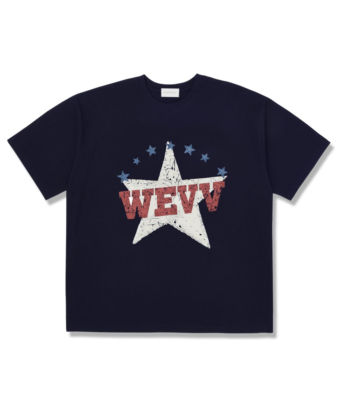 위베리벨류(WEVERYVALUE) WEVV스타 오버핏 반팔티셔츠 네이비
