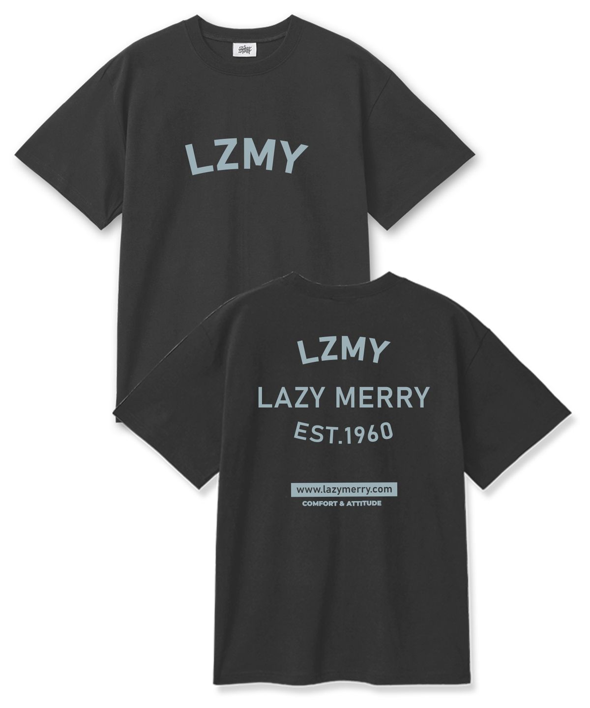 레이지메리(LAZYMERRY) LZMY마이 20수 코튼 오버핏 반팔티셔츠 다크그레이