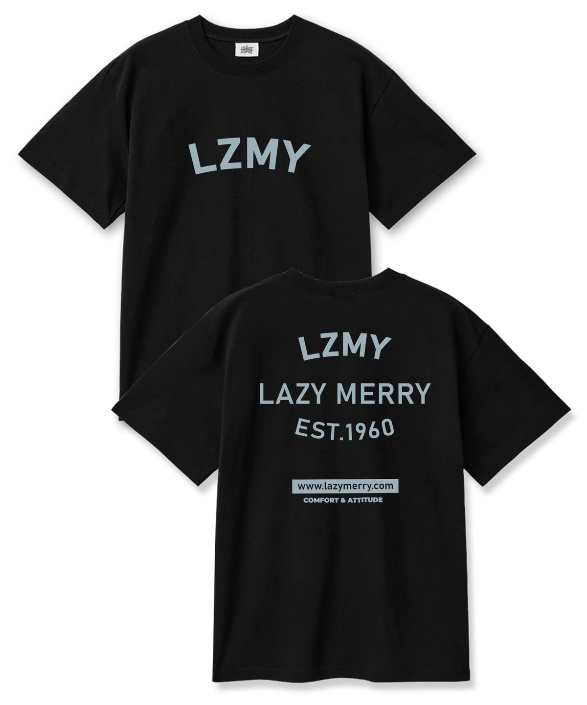 레이지메리(LAZYMERRY) LZMY마이 20수 코튼 오버핏 반팔티셔츠 블랙