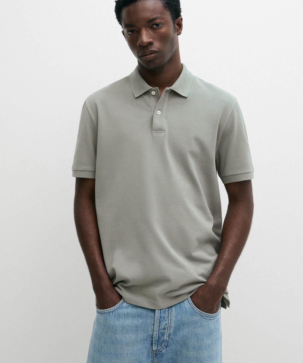 마시모두띠(MASSIMO DUTTI) 마이크로 텍스처드 코튼 피케 폴로 셔츠