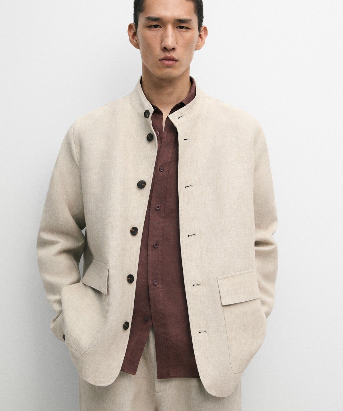 마시모두띠(MASSIMO DUTTI) 100% 린넨 셋업 오버셔츠