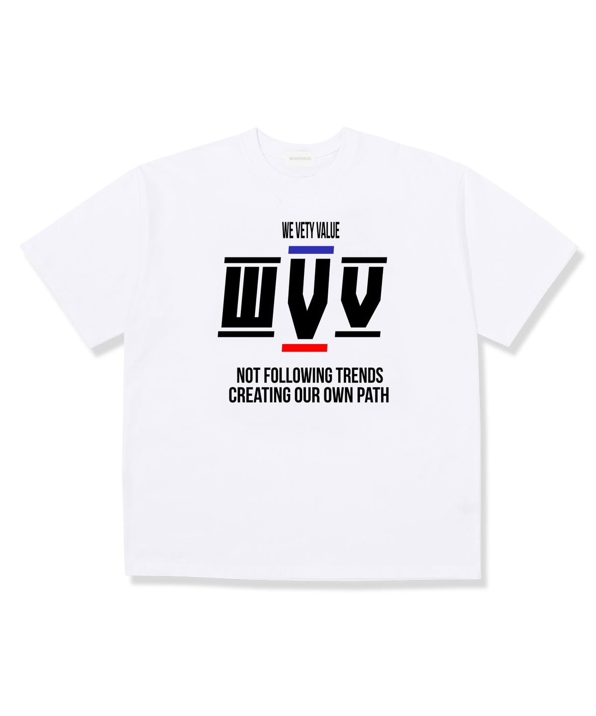 위베리벨류(WEVERYVALUE) 낫팔로잉 오버핏 반팔티셔츠 화이트