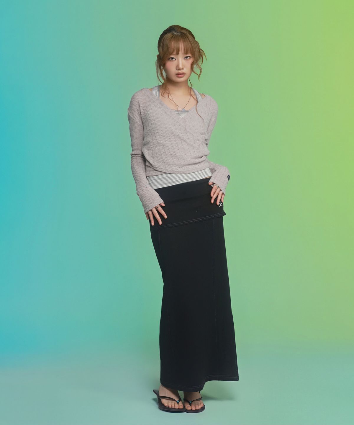 애즈온(ASON) DEWY LONG SKIRT / BLACK
