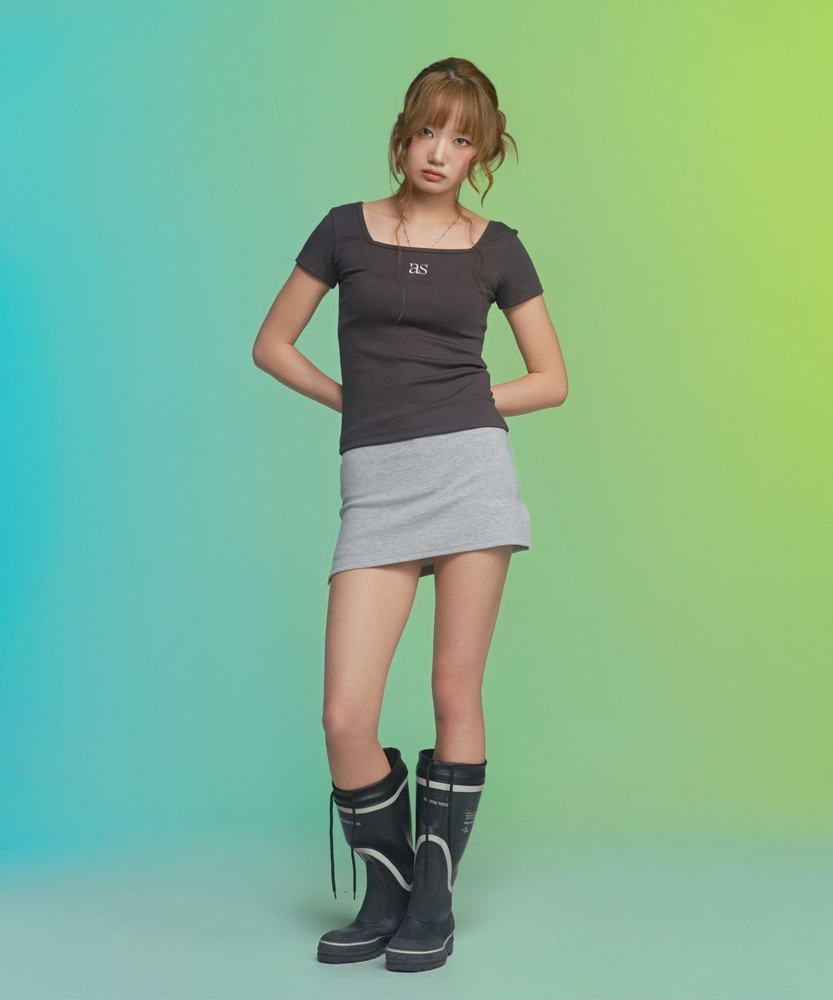 애즈온(ASON) DOLLY MINI SKIRT / GRAY