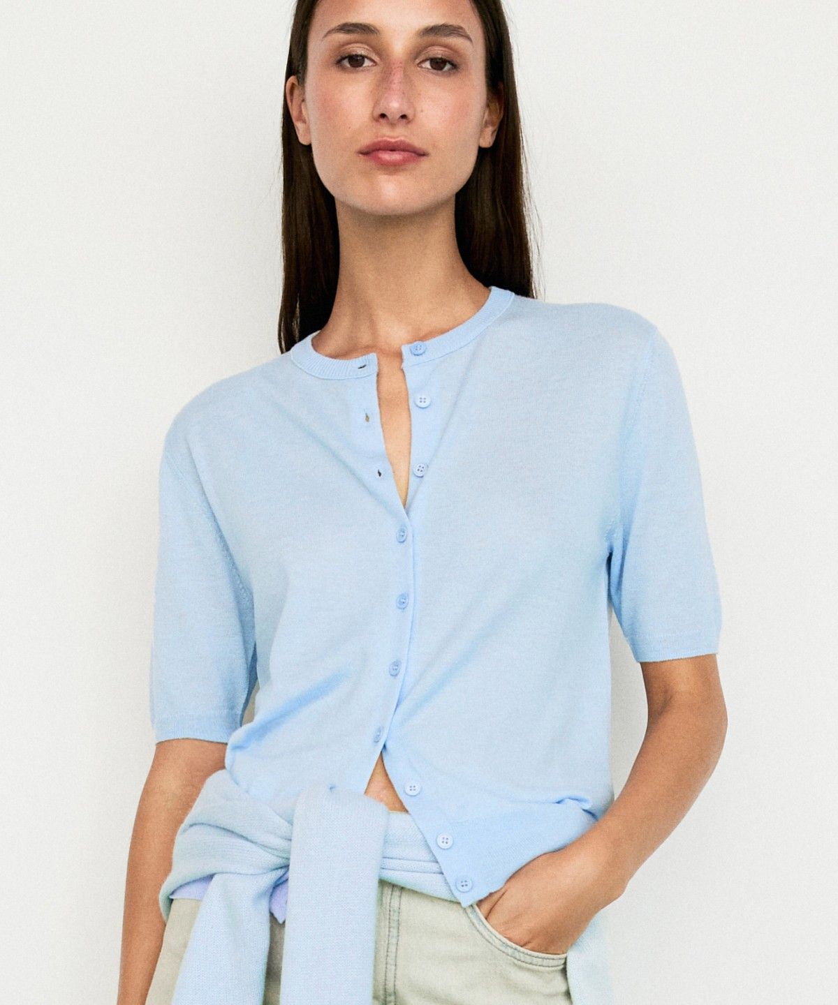 마시모두띠(MASSIMO DUTTI) 반팔 니트 가디건