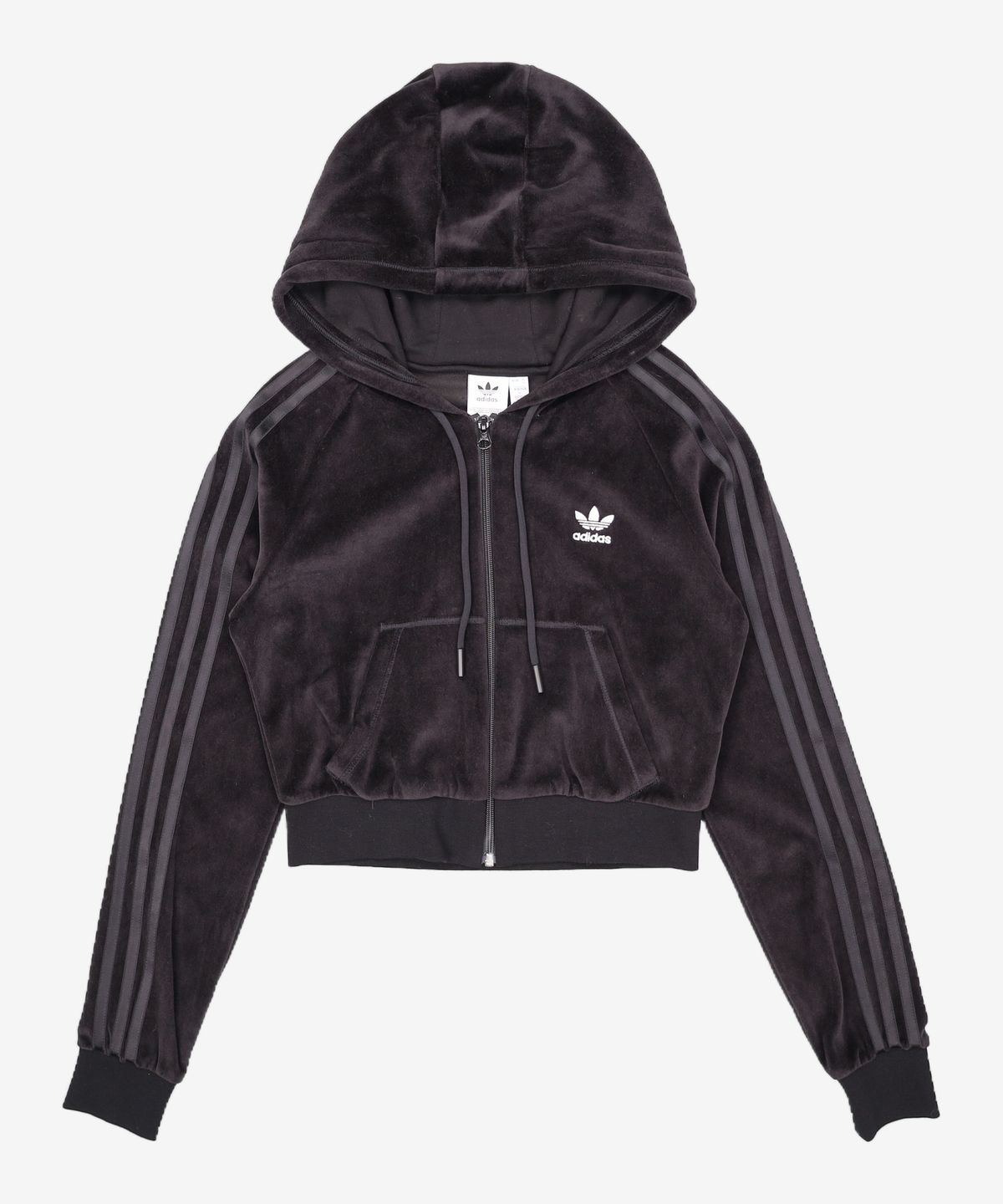 아디다스(ADIDAS) 벨루어 크롭 후드집업 - 블랙 / H18827 XS