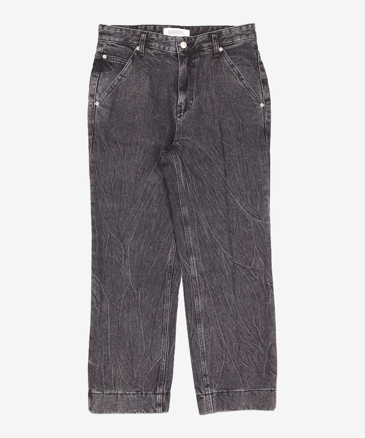 애드오프(ADDOFF) Lightning Washed Crop Denim Pants - Black S
