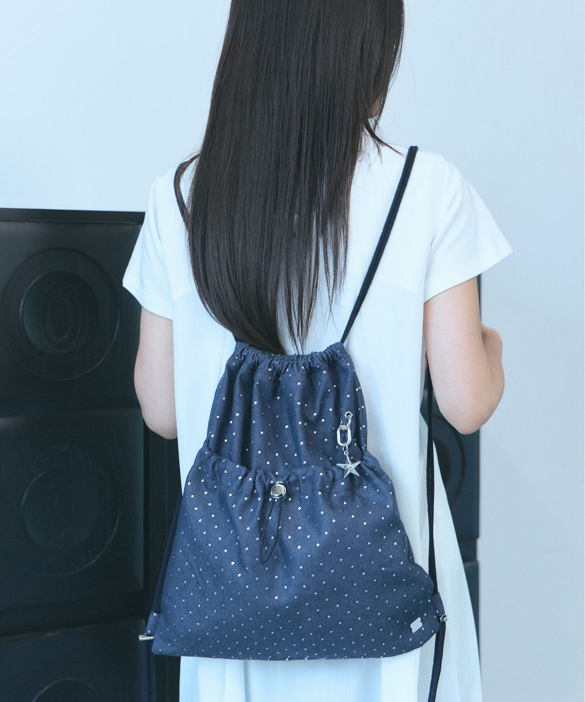오아트(OART) Star Denim Gymsack String Bag [INDIGO BLUE]