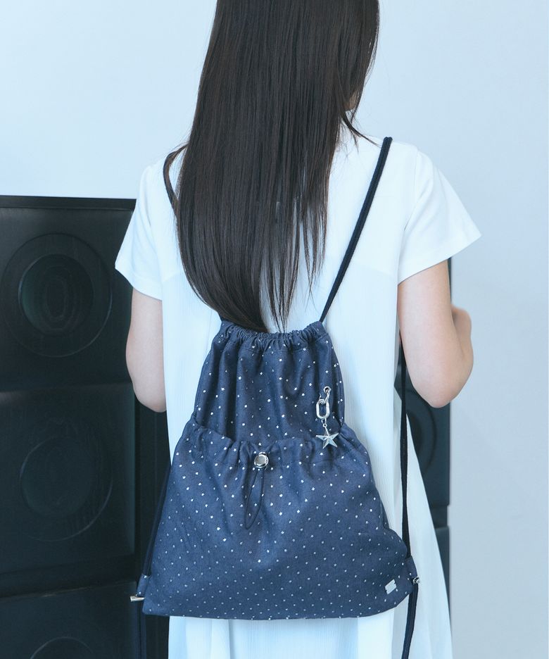 Star Denim Gymsack String Bag [INDIGO BLUE]