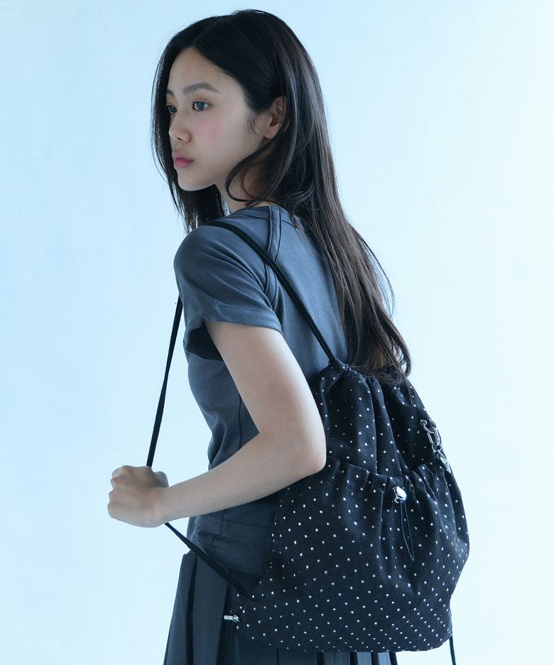 Star Denim Gymsack String Bag [BLACK]