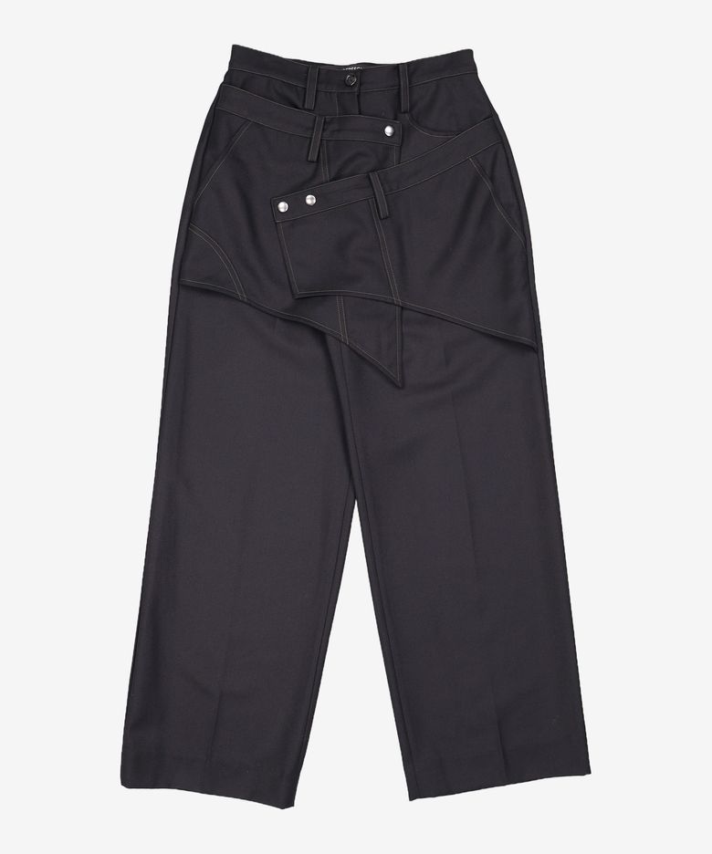 CROSSOVER WRAP TAILORED TROUSER apa862w(BLACK) 36