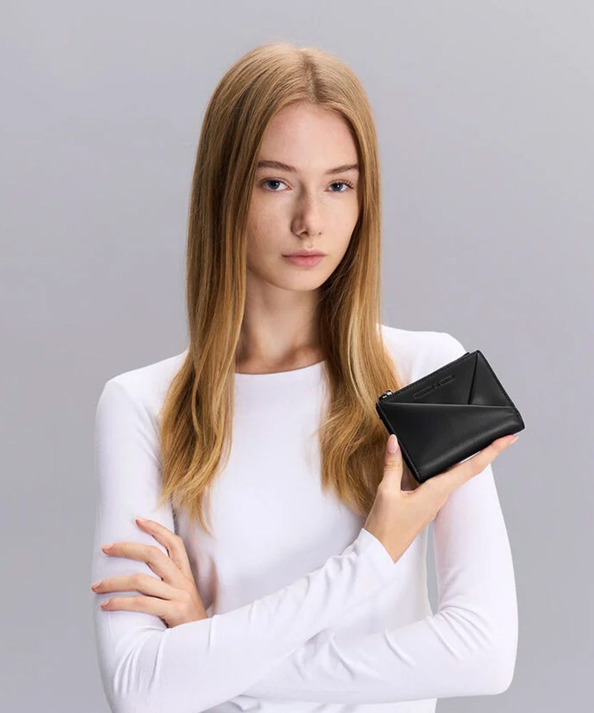찰스앤키스(CHARLES & KEITH) 미도리 지오메트릭 탑-지퍼 지갑 2colors CK6-10770628