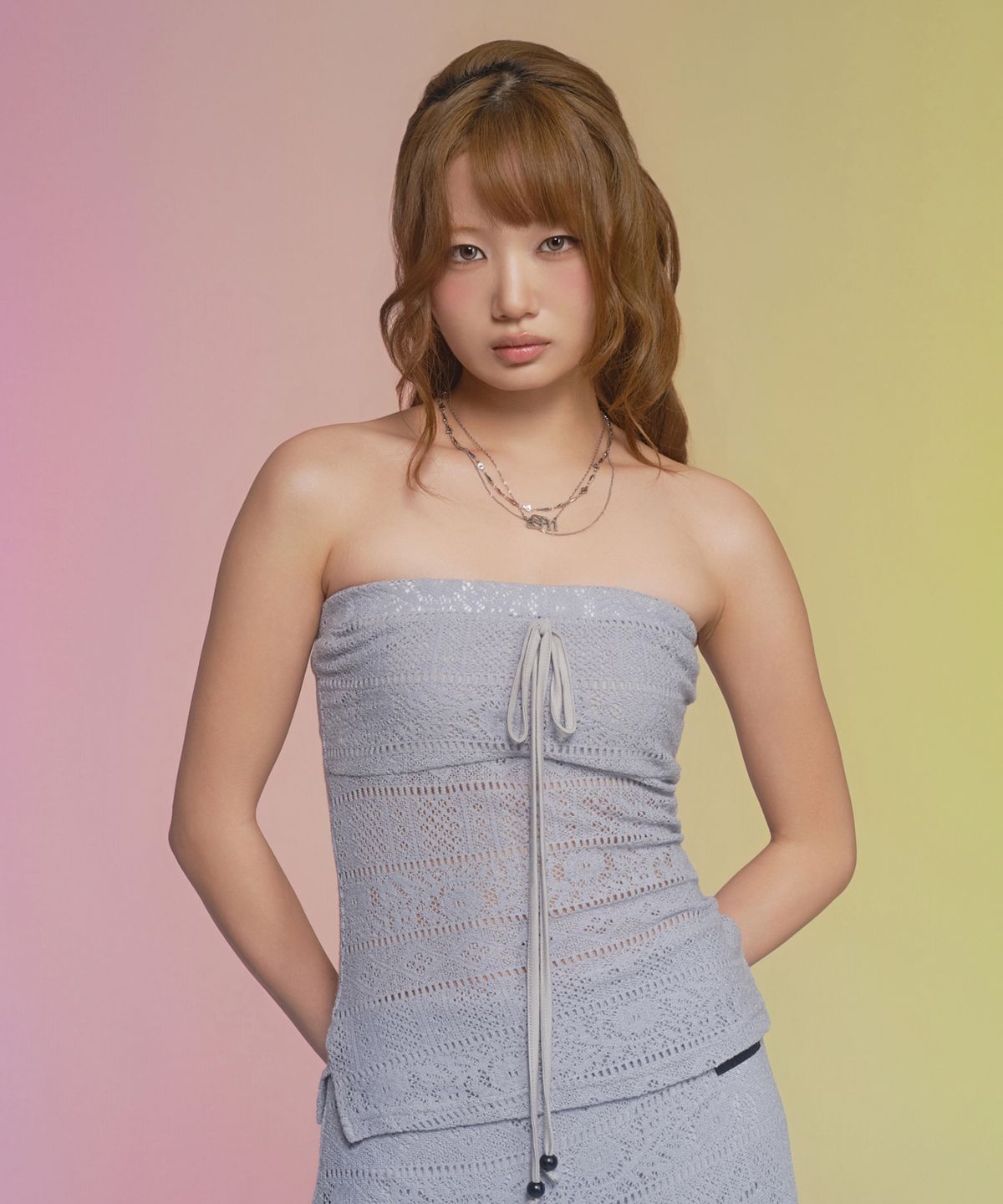 애즈온(ASON) WAVY LACE TOP / LIGHT BLUE