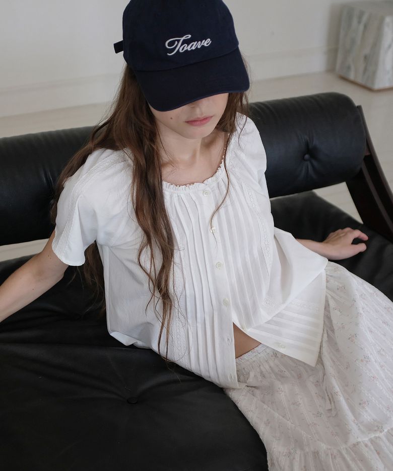Sol Pintuck Lace Blouse (Ivory)