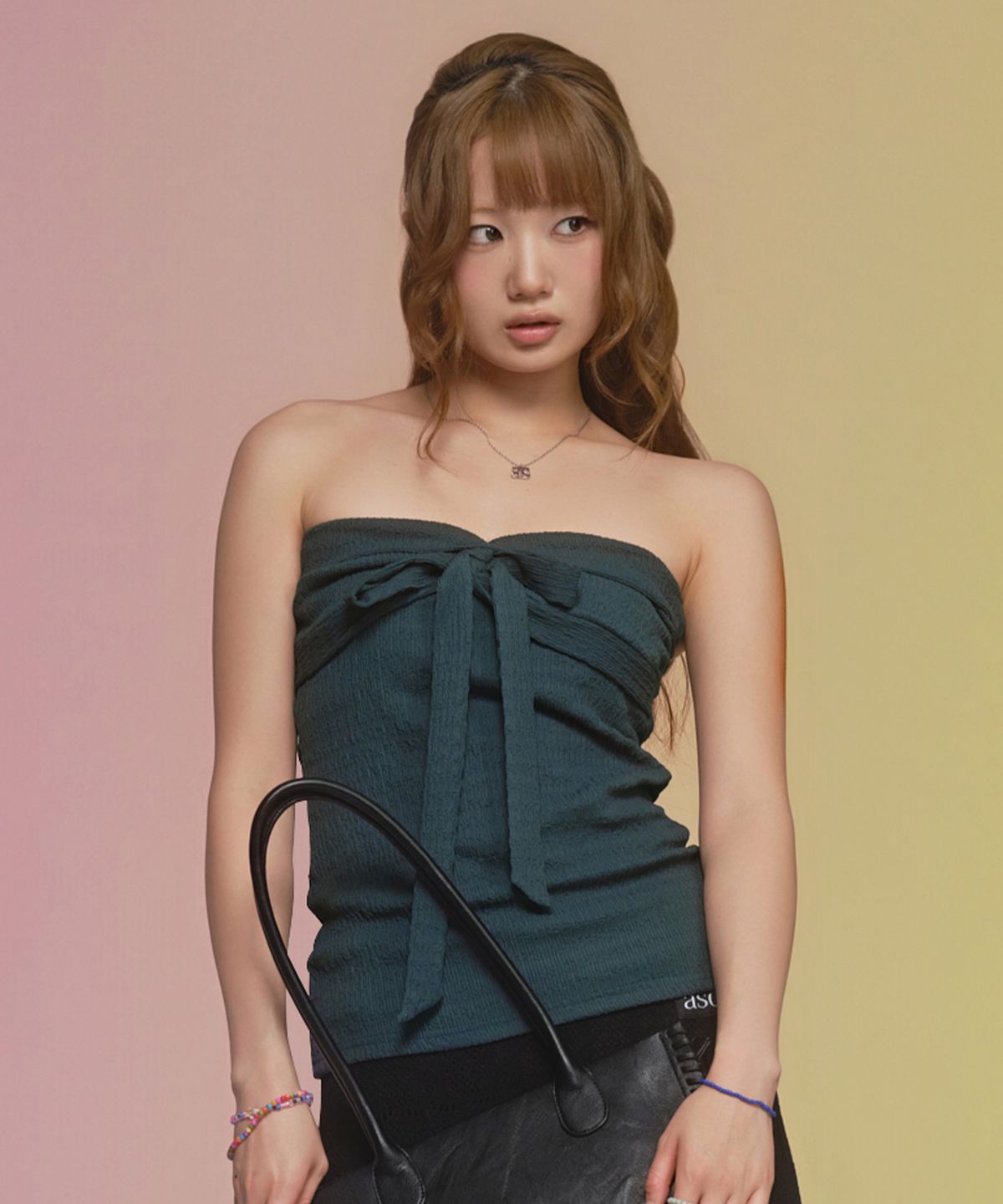 애즈온(ASON) COVE RIBBON TOP / BLUE GREEN