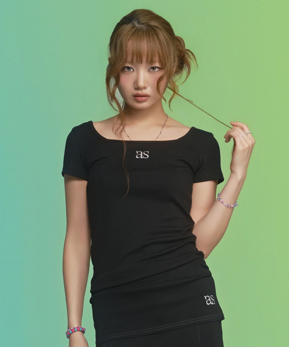 애즈온(ASON) SQUARE LINE TEE / BLACK