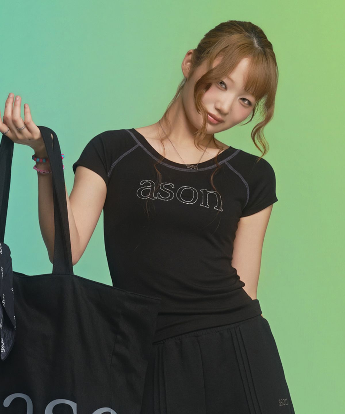 애즈온(ASON) MONO REGLAN TEE / BLACK