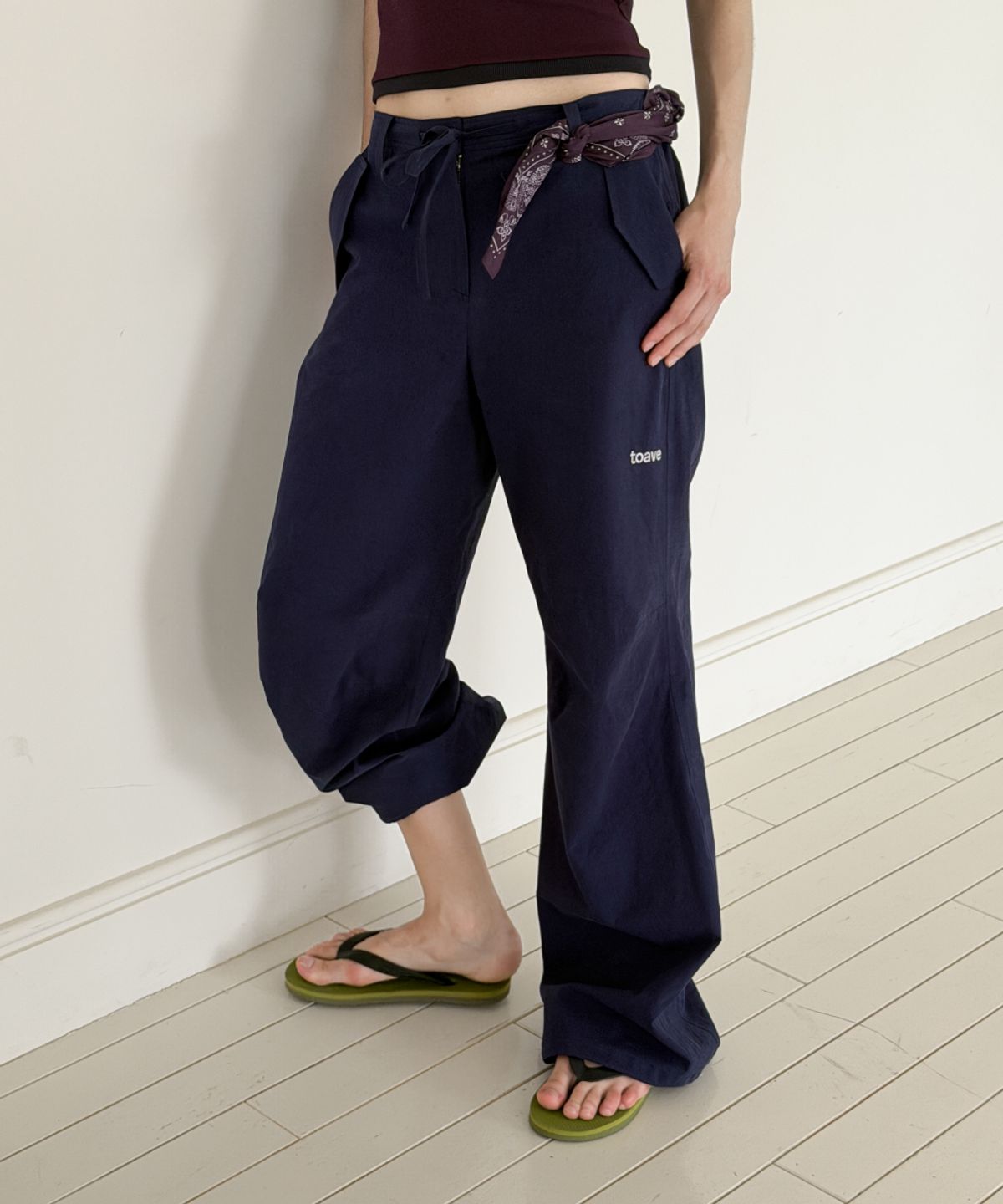토아베(TOAVE) Sunlit Cotton Wide Pants (Blue navy)