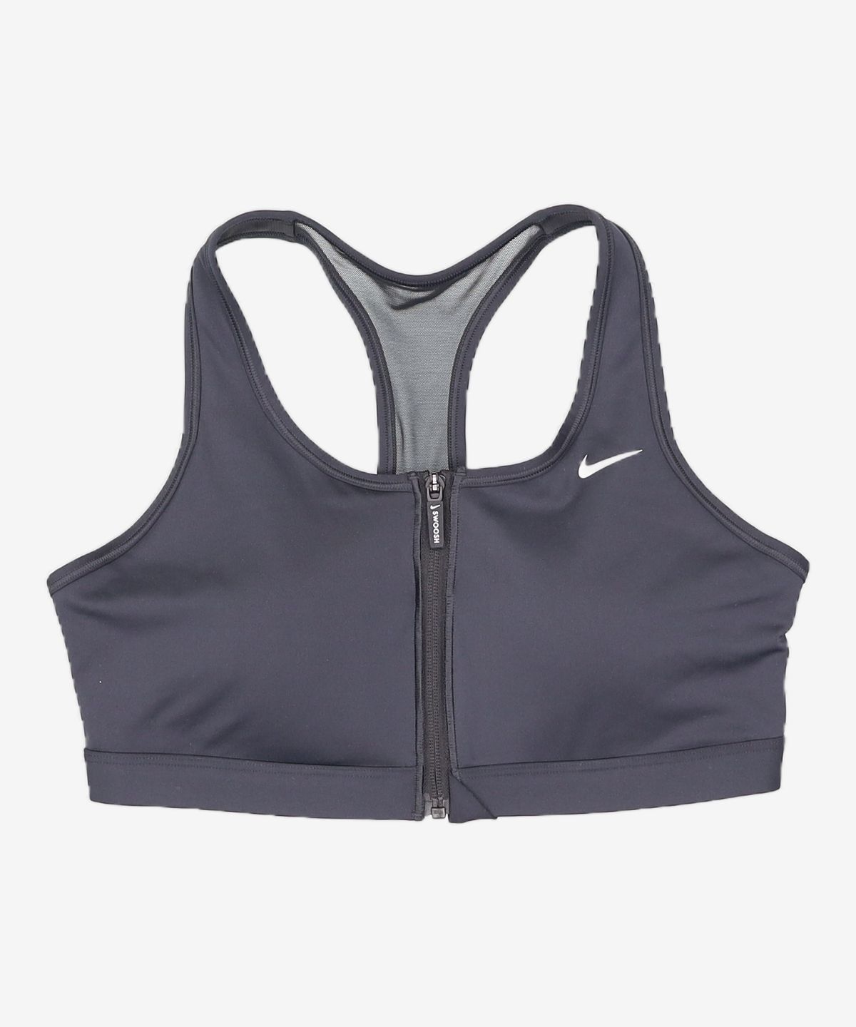 나이키(NIKE) 스우시 프런트 지퍼 미디엄 서포트 패드 스포츠 브라 W - 블랙:화이트 / FN2732-010 XL