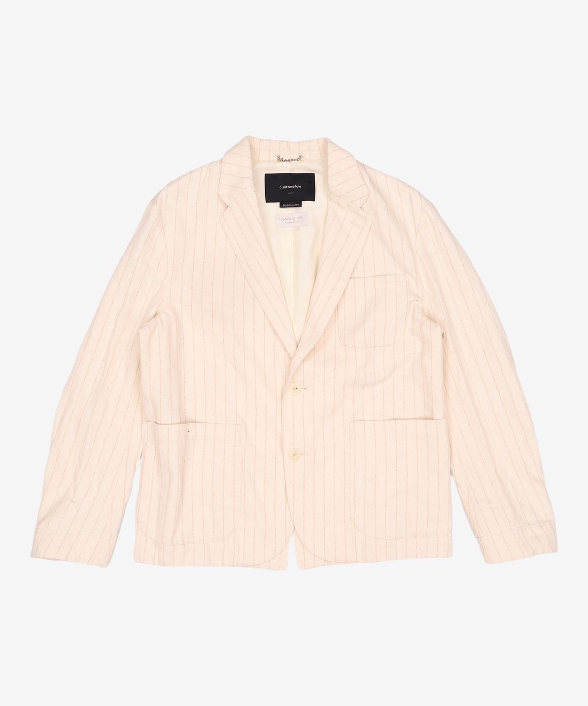 커스텀멜로우(CUSTOMELLOW) [black label] ivory stripes 3b jacket (set-up)_CLJAM24113IVX 100