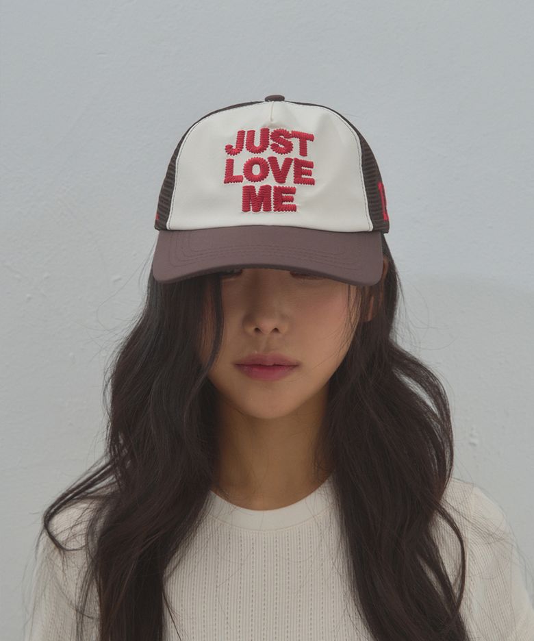 저스트 러브 미 메쉬 볼캡 브라운 콤비