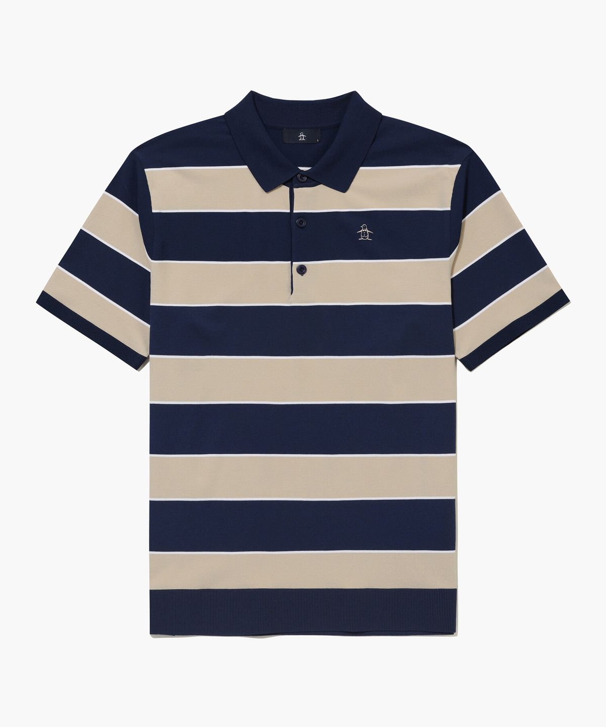 먼싱웨어(MUNSINGWEAR) 남성 스트라이프 카라 반팔 스웨터 블루 MR321MSW71
