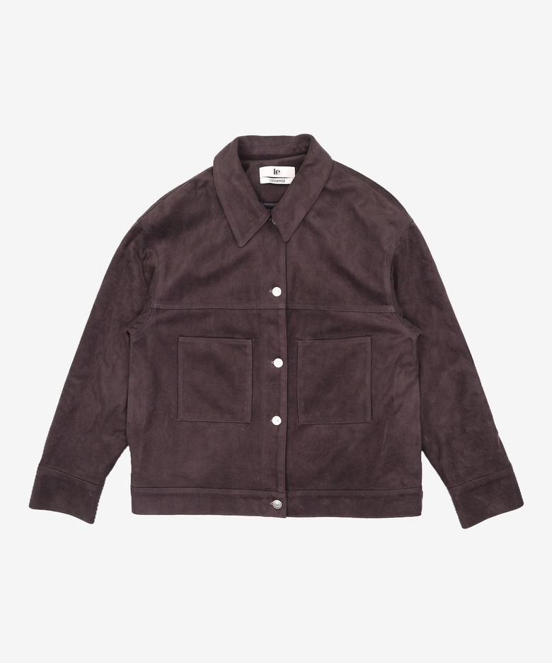 faux suede trucker jacket (charcoal) FREE