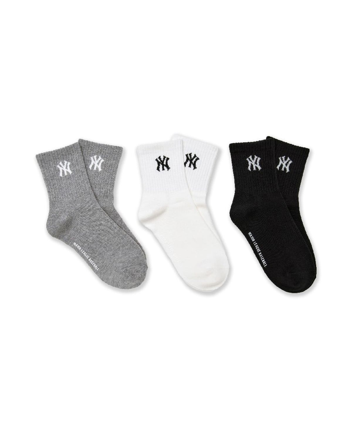 엠엘비 키즈(MLB KIDS) 나노로고 반목 양말 세트(3번들) NY (Black)