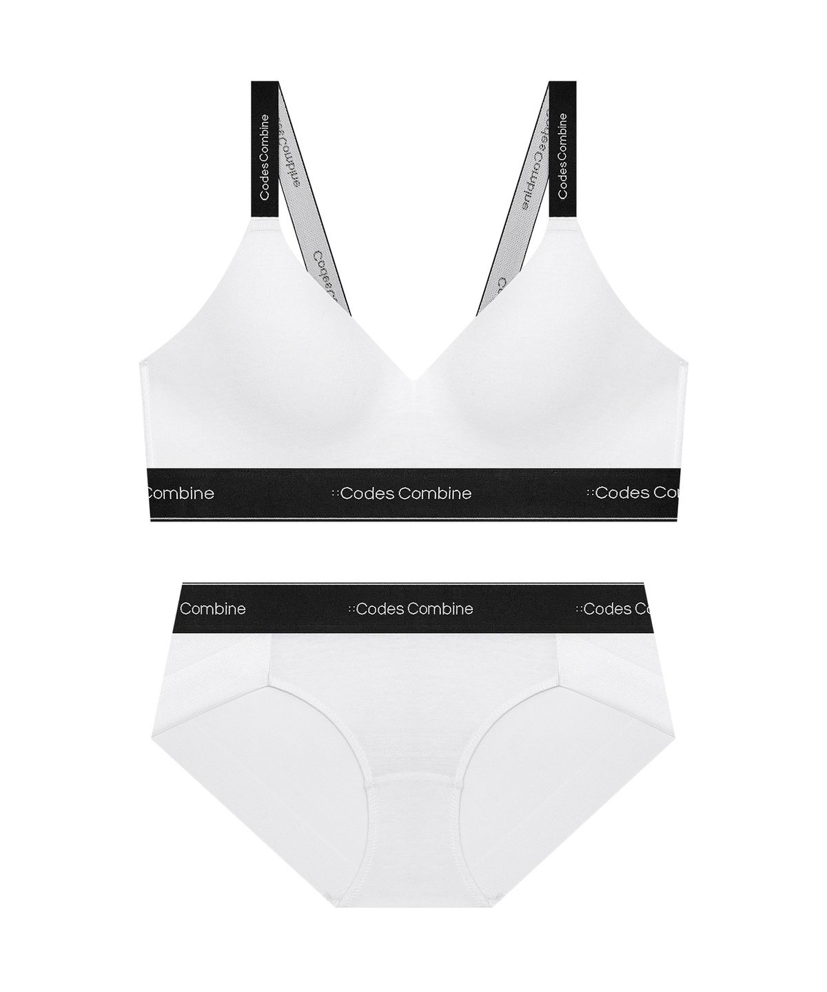 코데즈컴바인 이너웨어(CODES COMBINE INNERWEAR) 액티브업 코튼 스포츠브라 햄팬티 세트_화이트