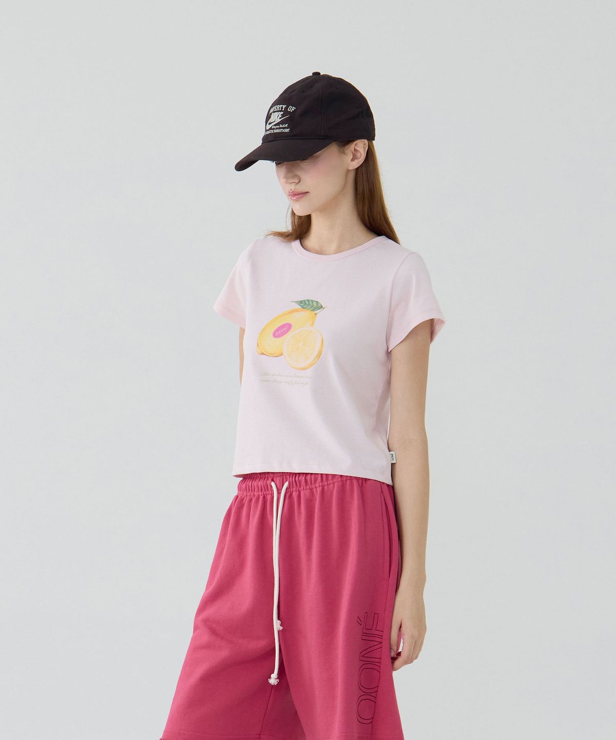 우네(OONE) Lemon Graphic T-Shirt_Light Pink