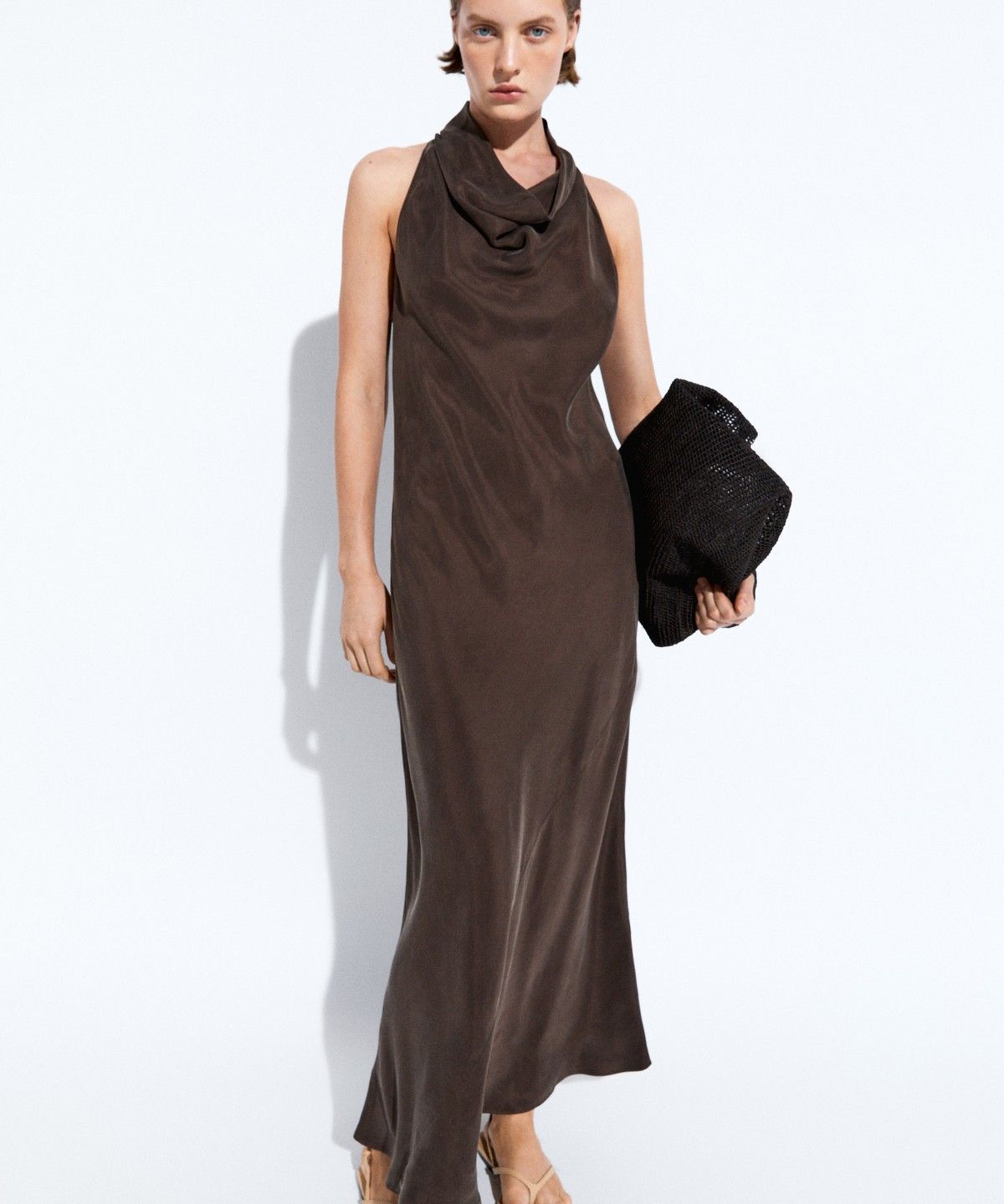 마시모두띠(MASSIMO DUTTI) 드레이프 네크라인 롱 드레스