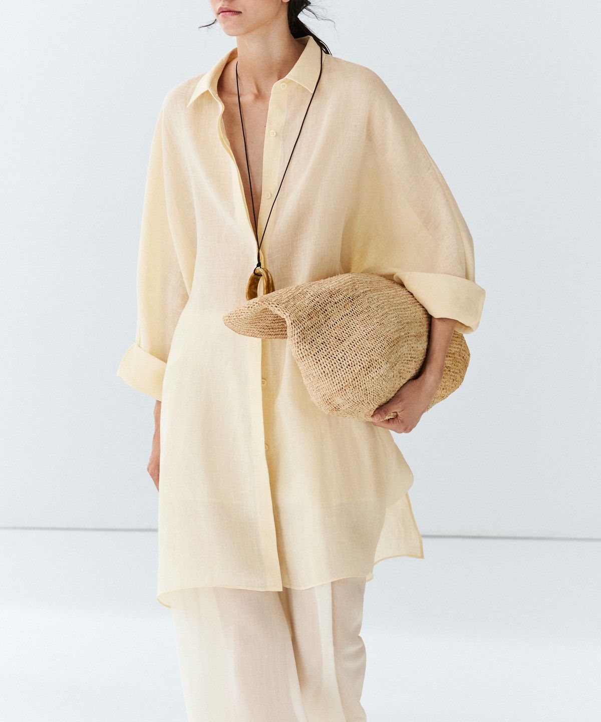 마시모두띠(MASSIMO DUTTI) 100% 린넨 쇼트 셔츠 원피스