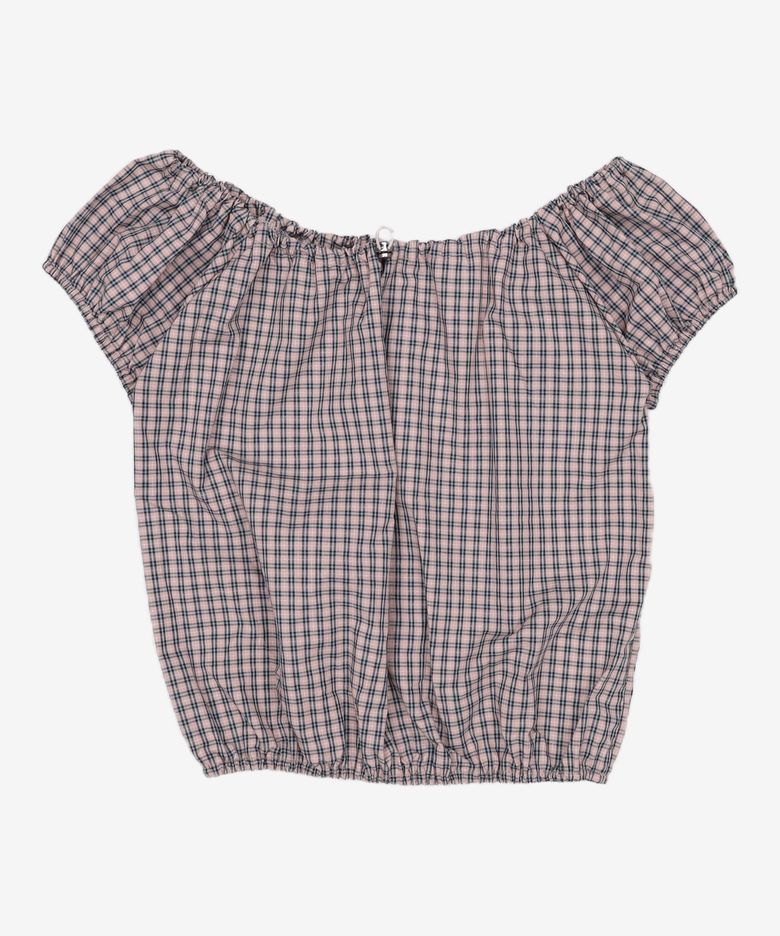W CHECK BLOUSE SET [GRAY] FREE