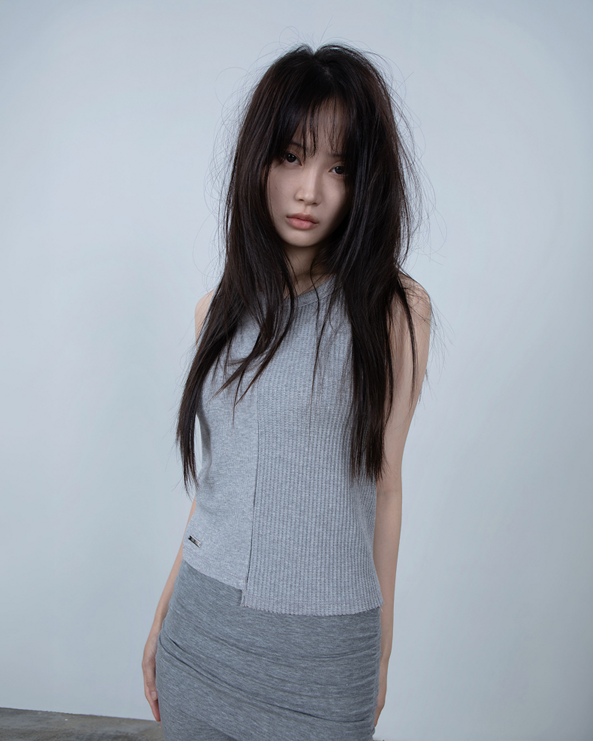 요키토키(YOKI TOKI) VTG CUT-OFF WAFFLE TANK TOP [Grey]