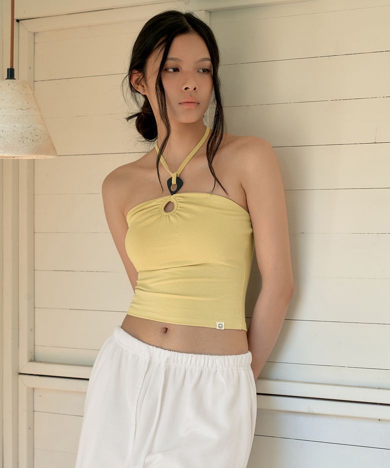 Oasis Wood Halter Top (Mellow Yellow)