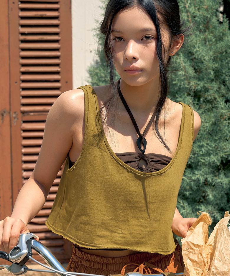 Chill Crop Tank (Olive Moss)