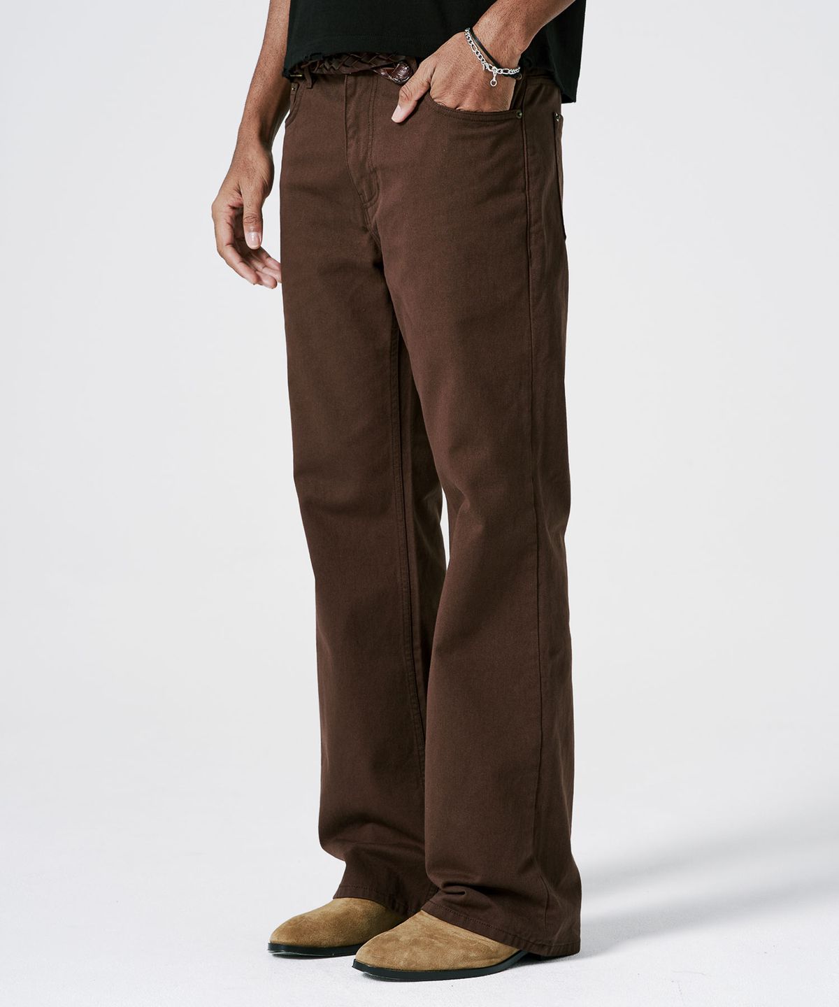 머레스(MURLESS) CINCH BACK FLARE PANTS_BROWN