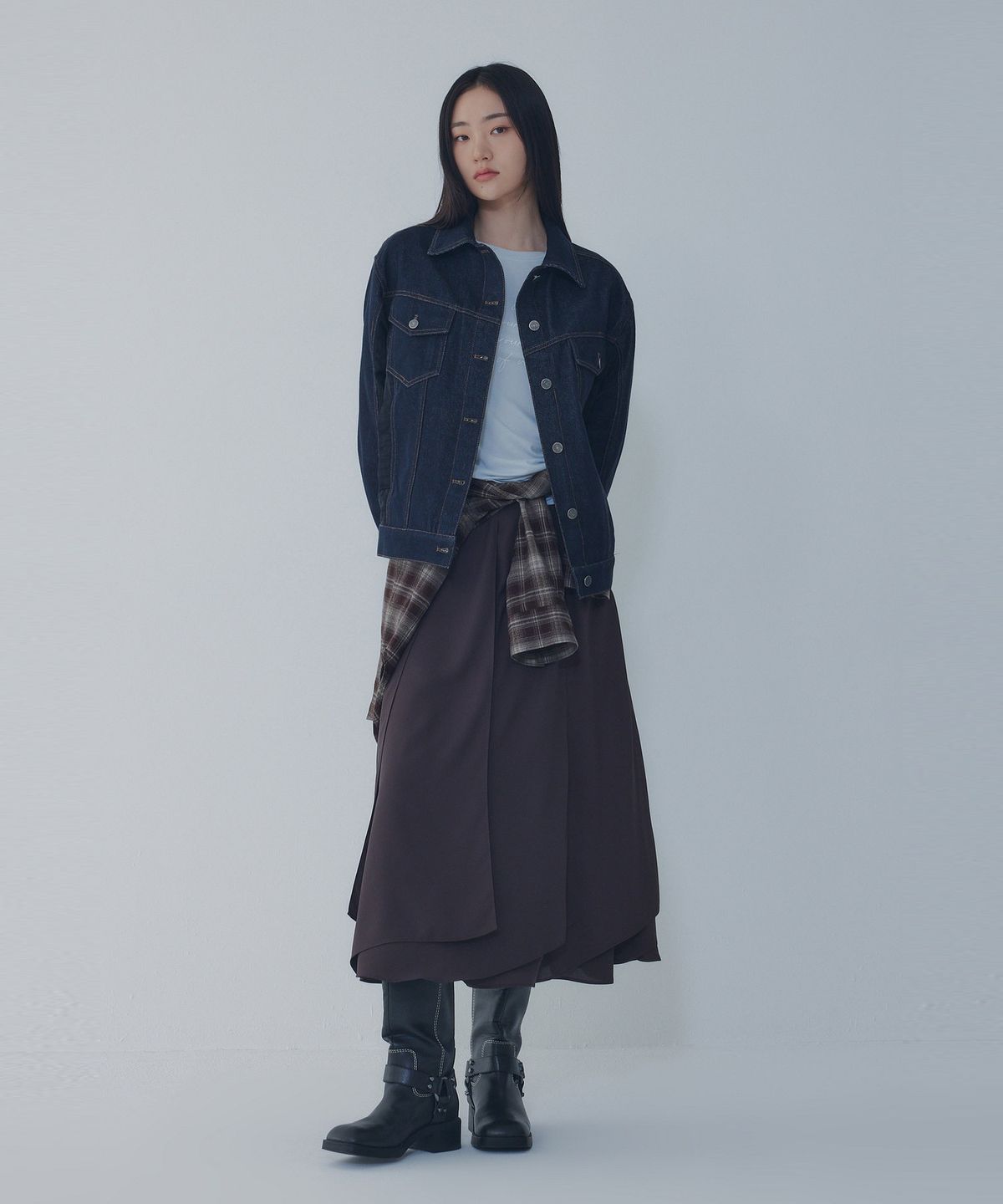 보브(VOICE OF VOICES) 쉬폰 레이어 롱 스커트 _브라운_7156335001