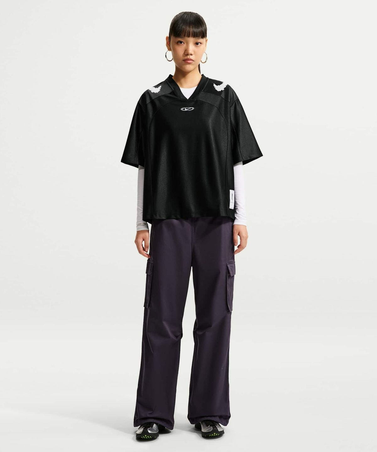 나이키(NIKE) 스포츠웨어 오버사이즈 저지 W - 블랙:화이트 / IQ6138-010