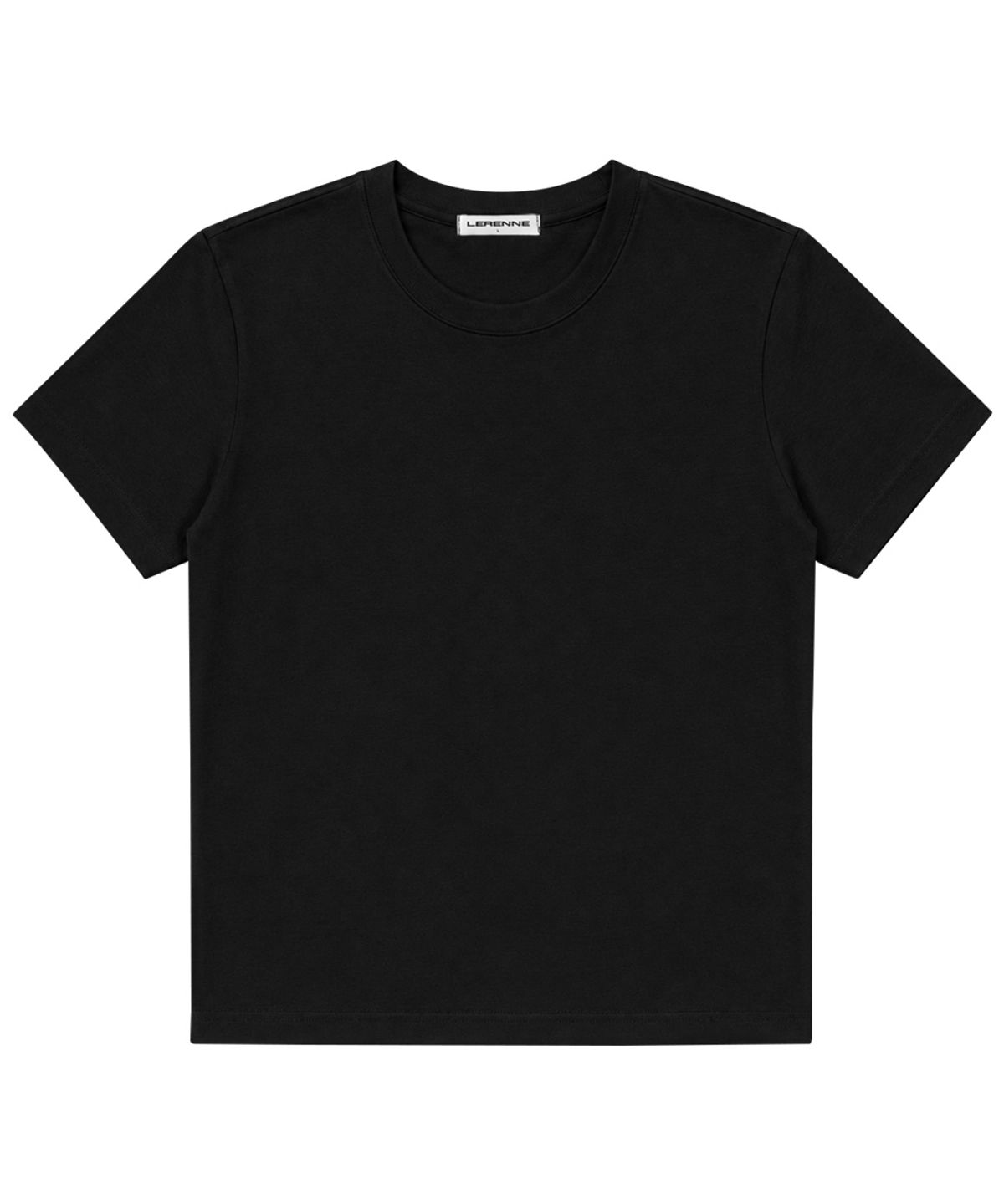 르렌느(LERENNE) Semi Crop T-Shirt - Black