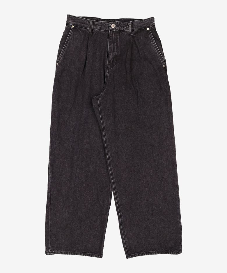 REAL WIDE ONE TUCK DENIM BLACK / WIDE 32