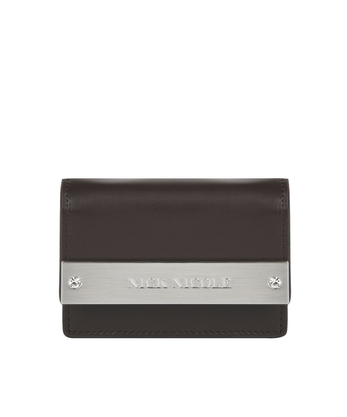닉앤니콜(NICK&NICOLE) CRYSTAL ACCORDION WALLET_BROWN