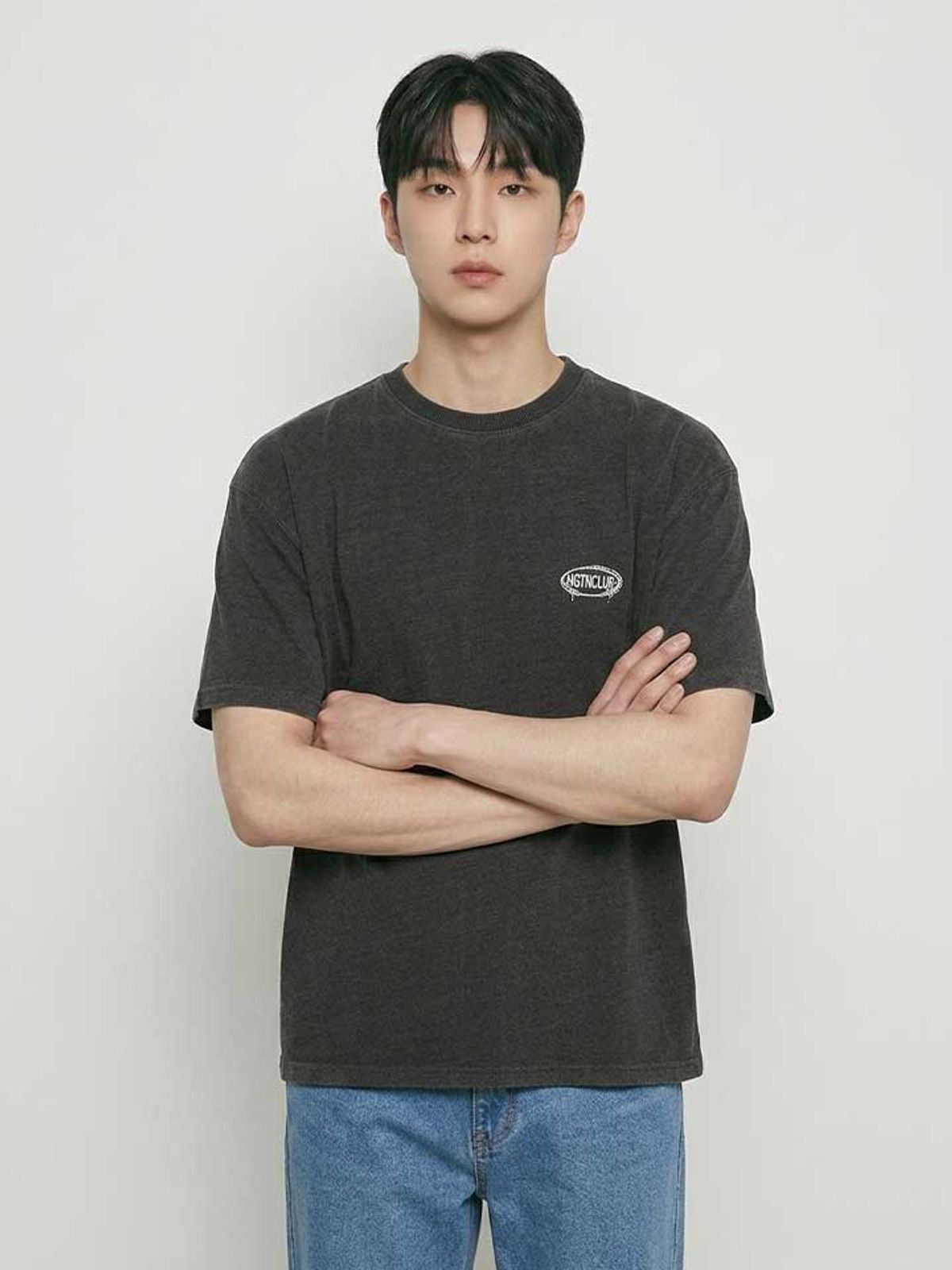 행텐(HANGTEN) 남성 코튼 인디고 반팔 티셔츠_057(10570-031-438-69)