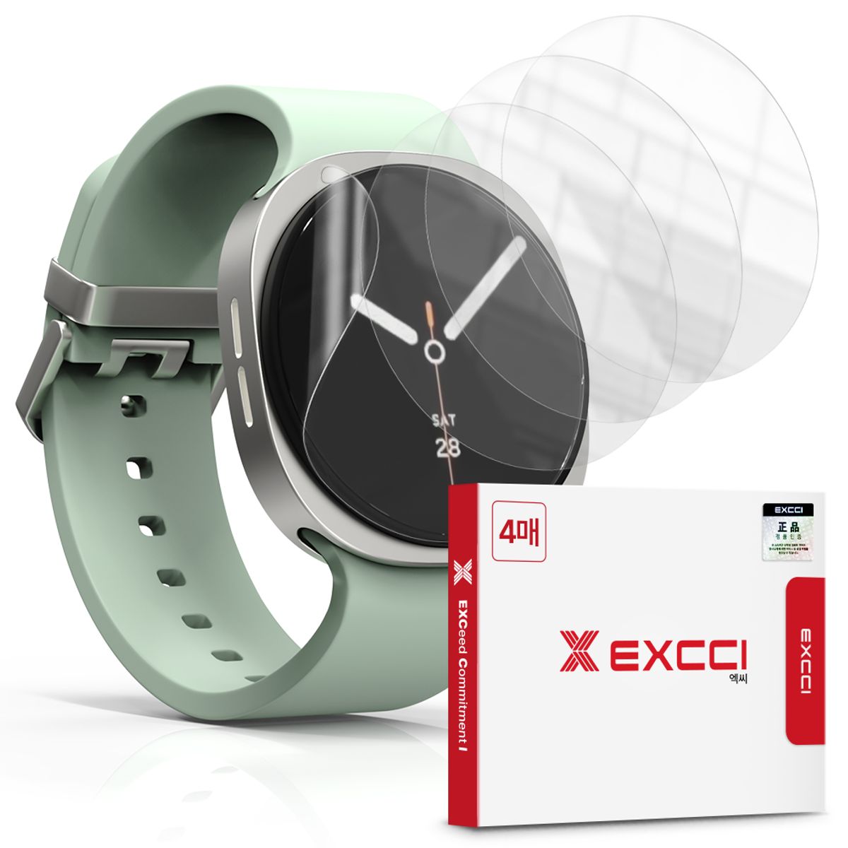 엑씨(EXCCI) 갤럭시워치8/9 액정 우레탄 보호필름 4매 40/44mm