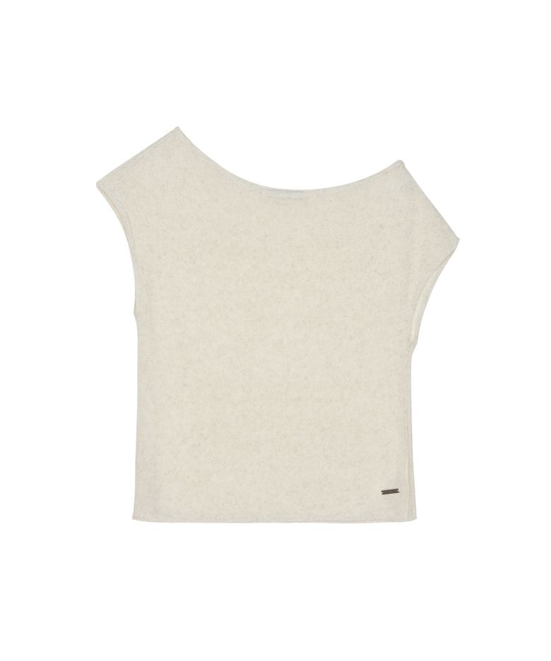 TEXTURED BOAT NECK KNIT TOP_OATMEAL
