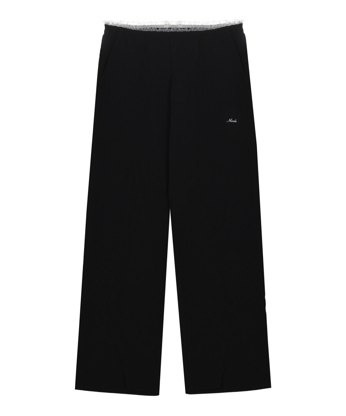 닉앤니콜(NICK&NICOLE) LACE NYLON WIDE PANTS_BLACK
