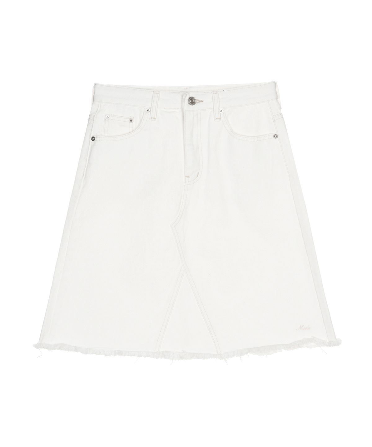 닉앤니콜(NICK&NICOLE) RAW CUT MIDI DENIM SKIRT_IVORY